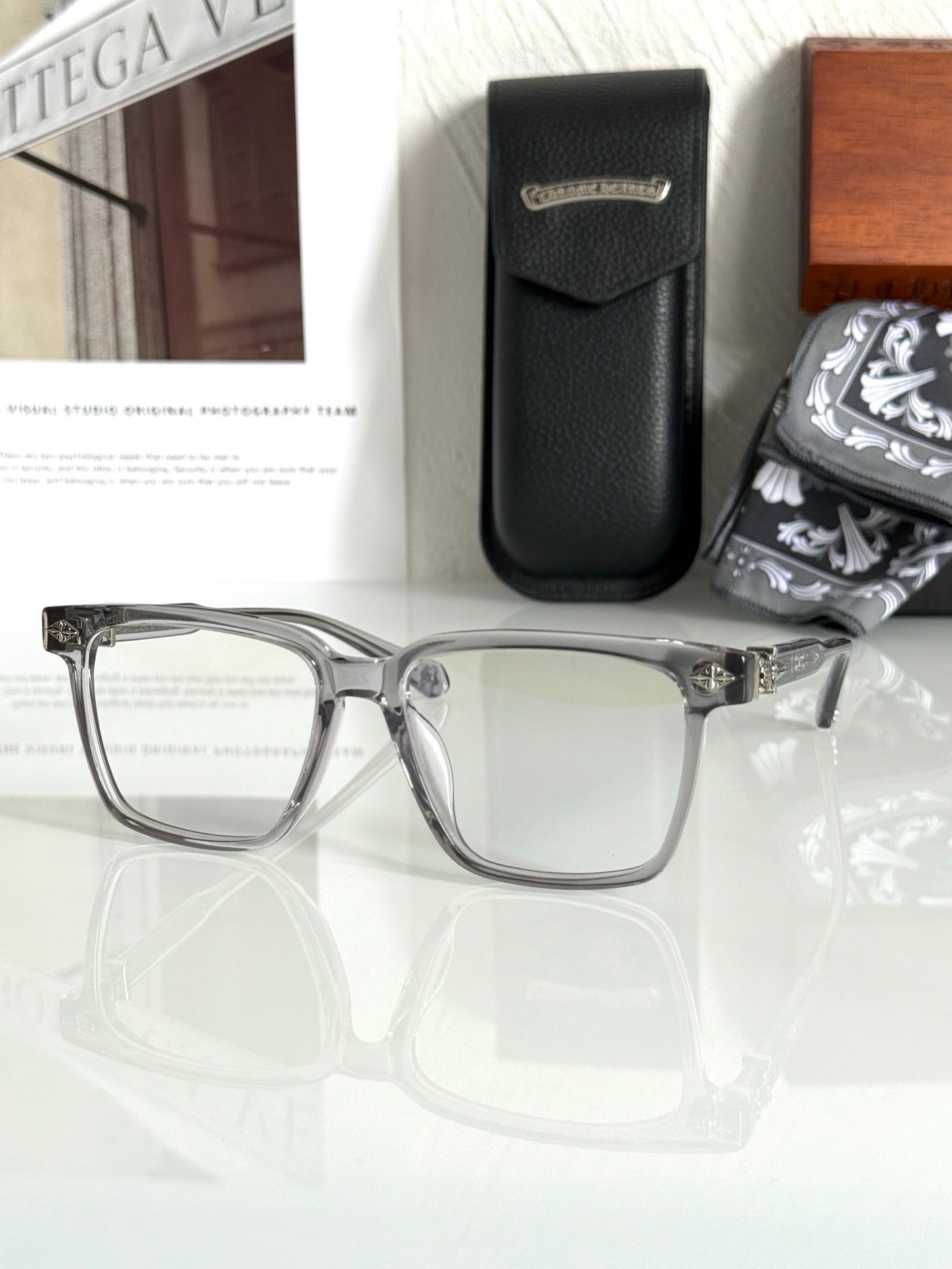 Inspired Chrome Hearts CH8299 – Gothic-Inspired Square Optical Eyeglasses (1:1 Mirror Quality)