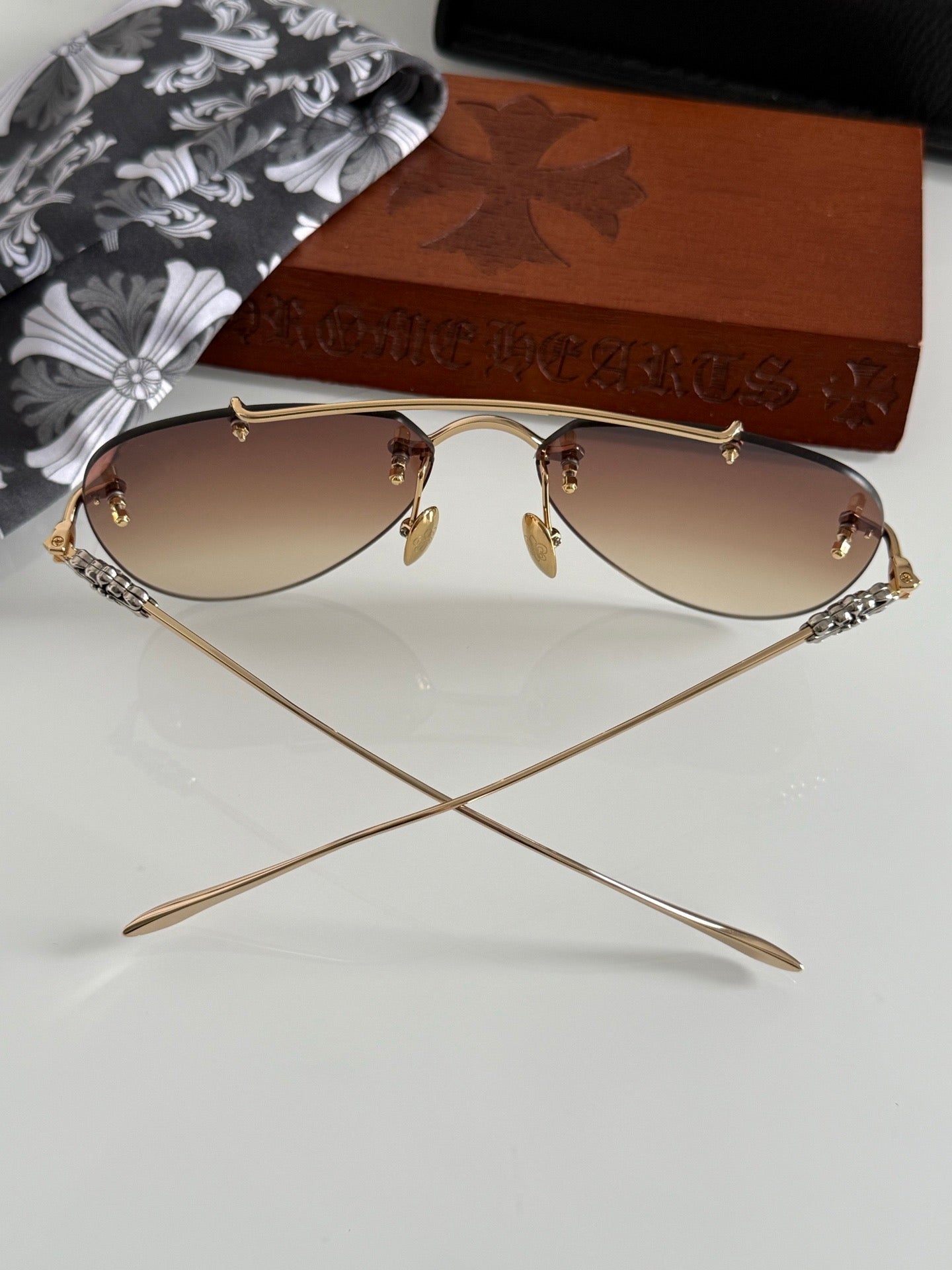 Inspired Chrome Hearts CH8177 – Rimless Double-Bridge Sunglasses (1:1 Mirror Quality)