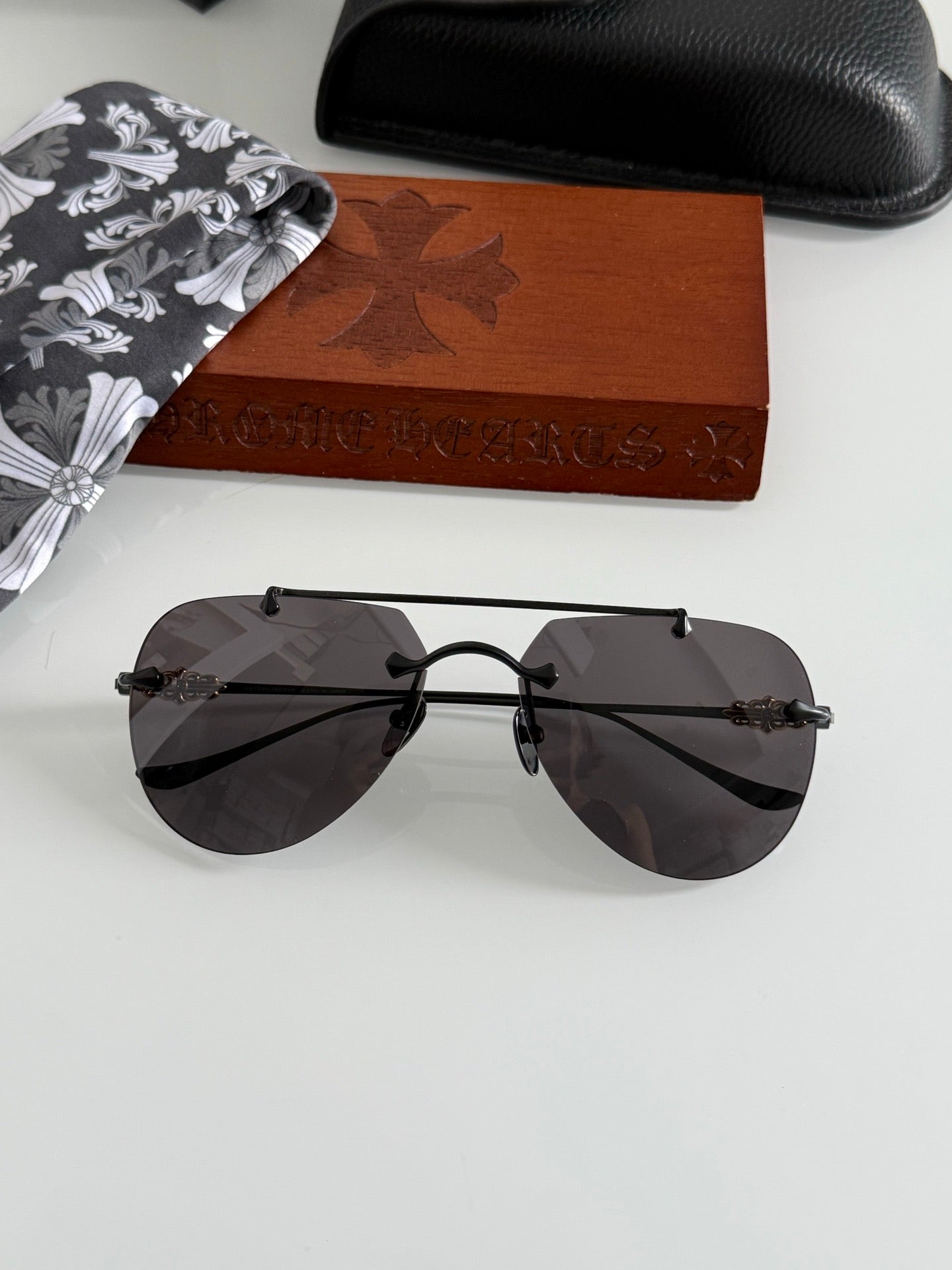 Inspired Chrome Hearts CH8177 – Rimless Double-Bridge Sunglasses (1:1 Mirror Quality)
