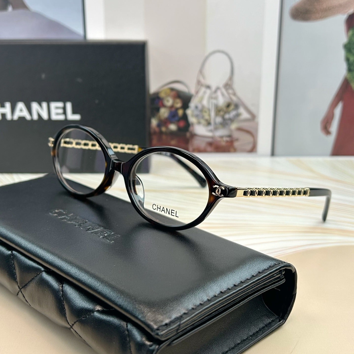 Inspired Chanel CH3476 – Oval Eyeglasses with Chain Temples (1:1 Mirror Quality)