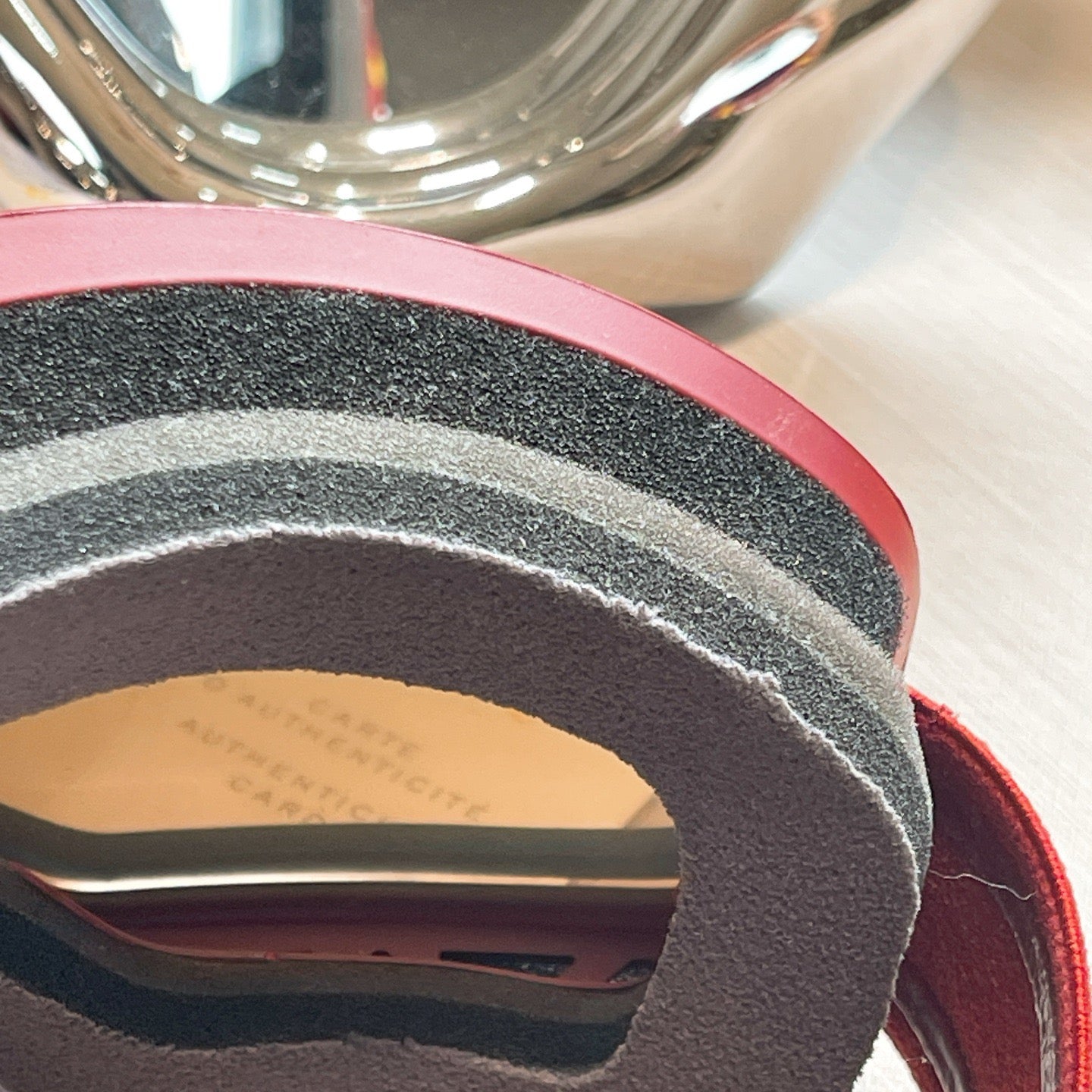 Inspired Chloé Ski Goggles – Burgundy & Yellow Strap (Unisex)