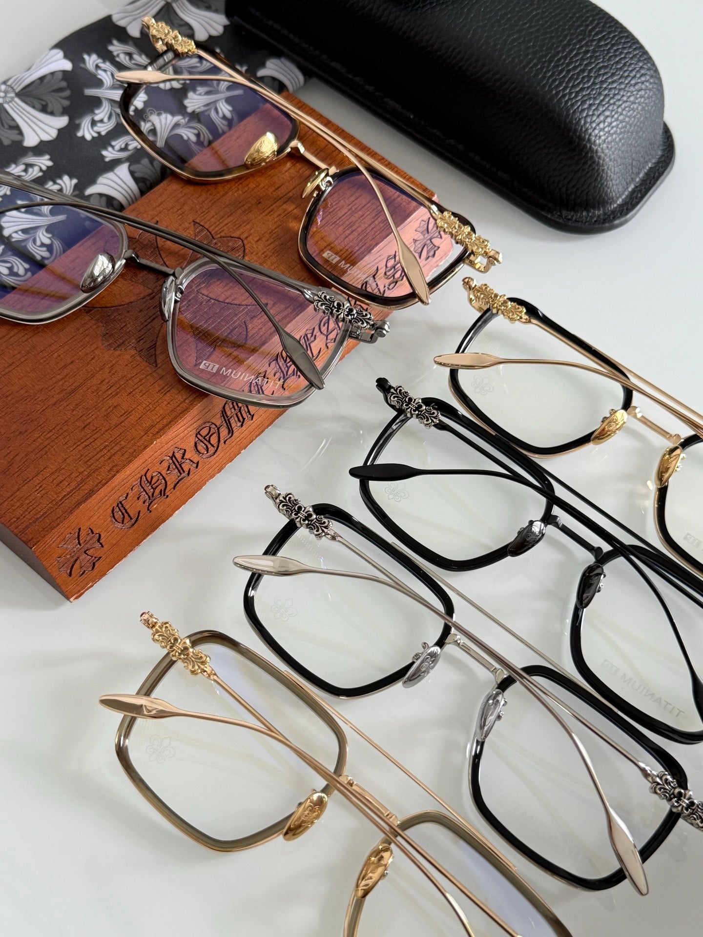 Inspired Chrome Hearts CH8236 – Titanium Rectangular Eyeglasses (1:1 Mirror Quality)