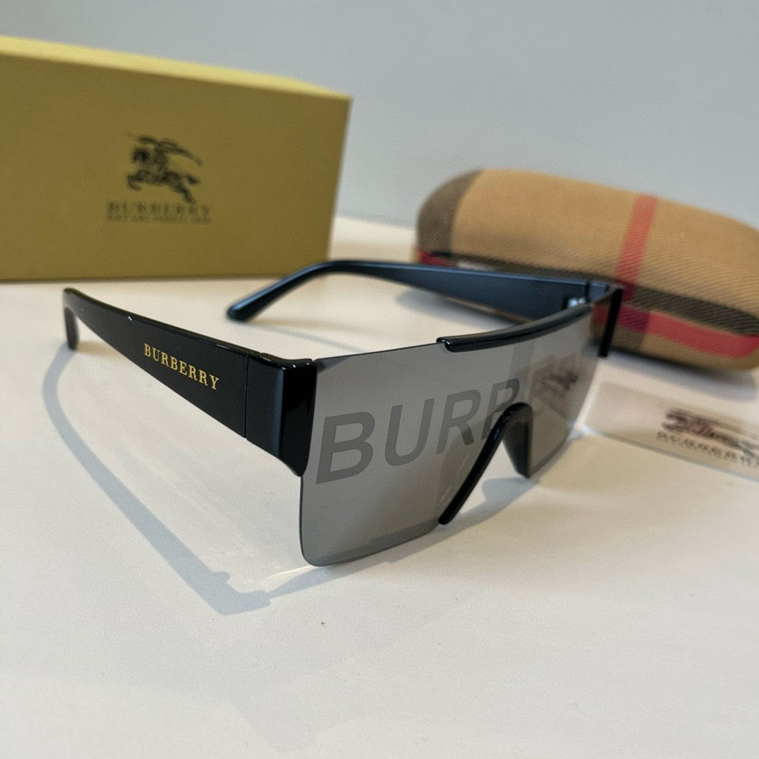 Inspired Burberry BE4291 – Oversized Shield Sunglasses (1:1 Mirror Quality)- Silver Grey