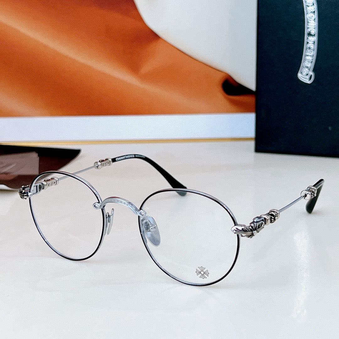 Inspired Chrome Hearts BUBBA-A – Round Metal Eyeglasses (1:1 Mirror Quality)