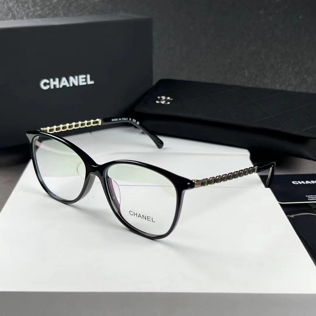 Inspired Chanel 3408-Q-A – Cat-Eye Eyeglasses with Braided Temple Design (1:1 Mirror Quality)