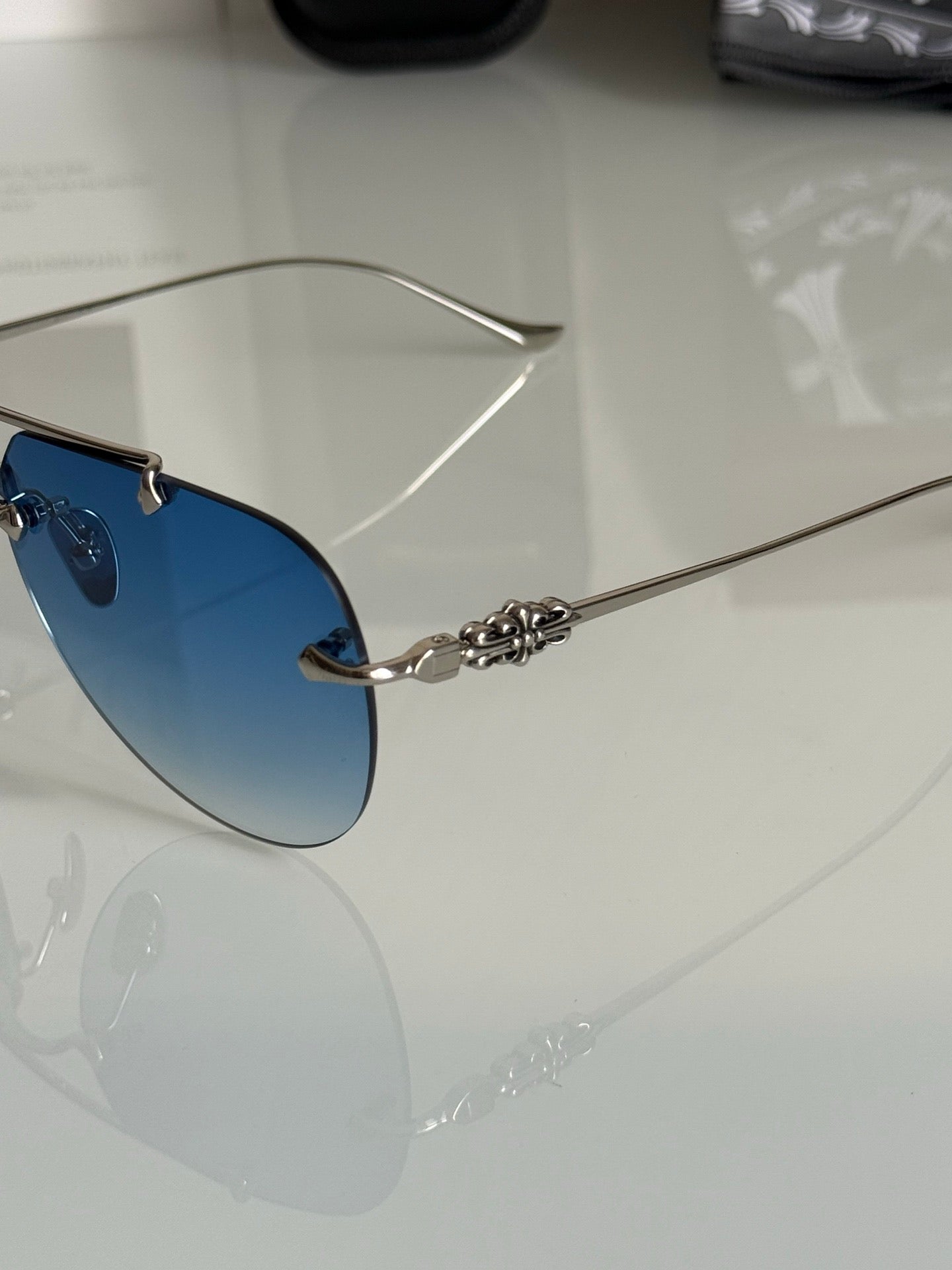 Inspired Chrome Hearts CH8177 – Rimless Double-Bridge Sunglasses (1:1 Mirror Quality)