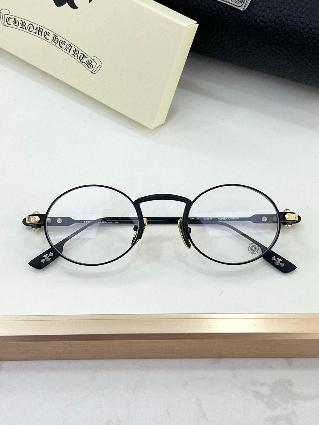 Inspired Chrome Hearts HONEYDIPPED – Round Optical Glasses with Gothic Detailing (1:1 Mirror Quality)