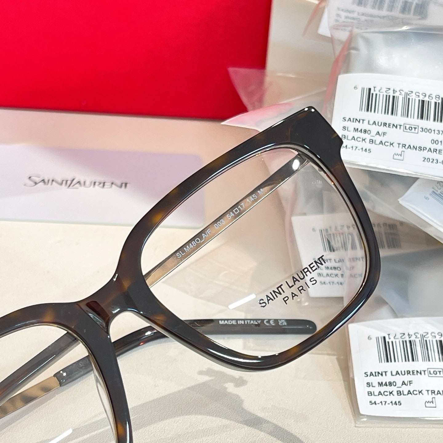 Inspired Saint Laurent SL M480-A/F – Refined Square Optical Eyeglasses (1:1 Mirror Quality)- Brown Tortoise