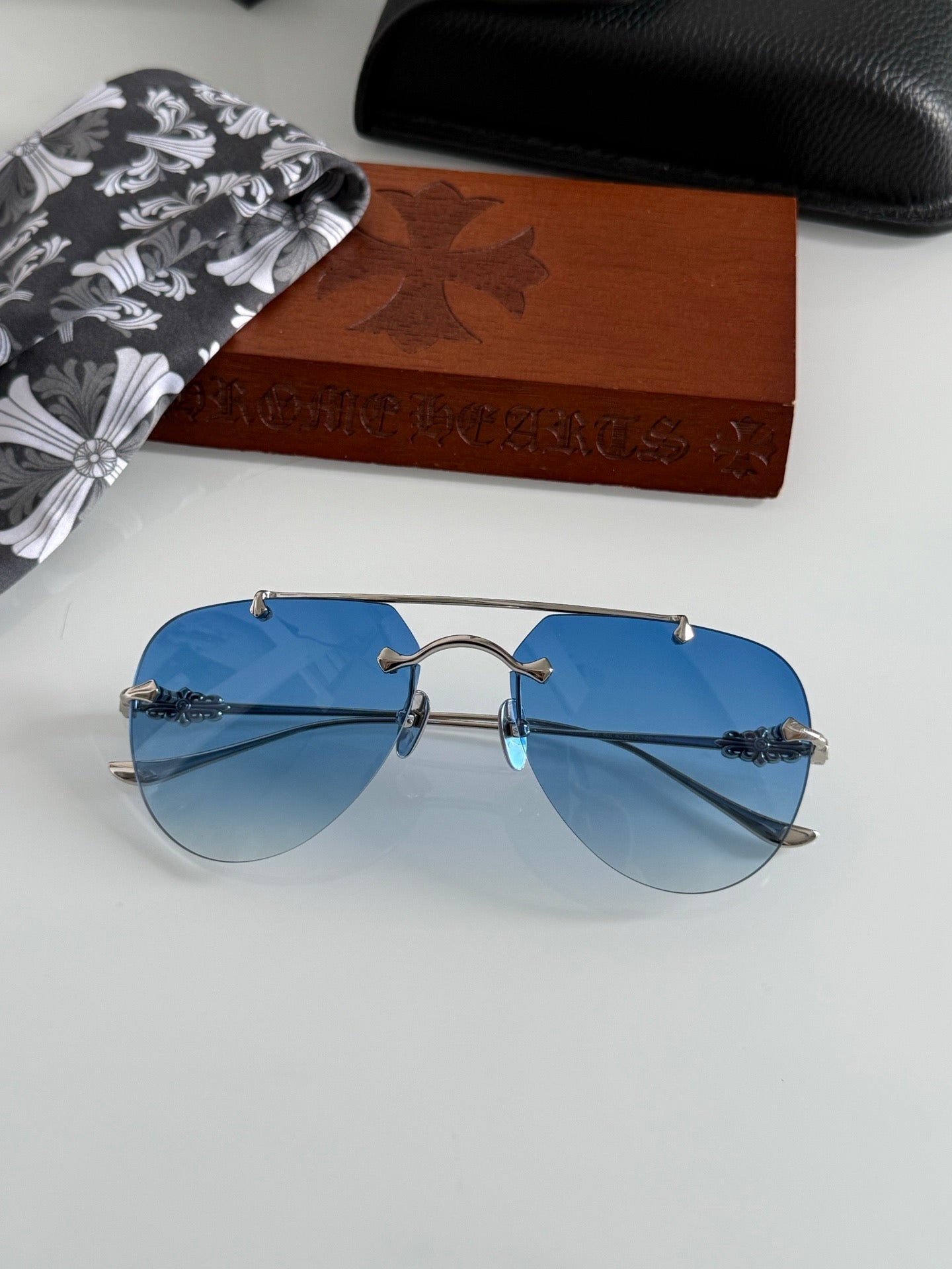 Inspired Chrome Hearts CH8177 – Rimless Double-Bridge Sunglasses (1:1 Mirror Quality)
