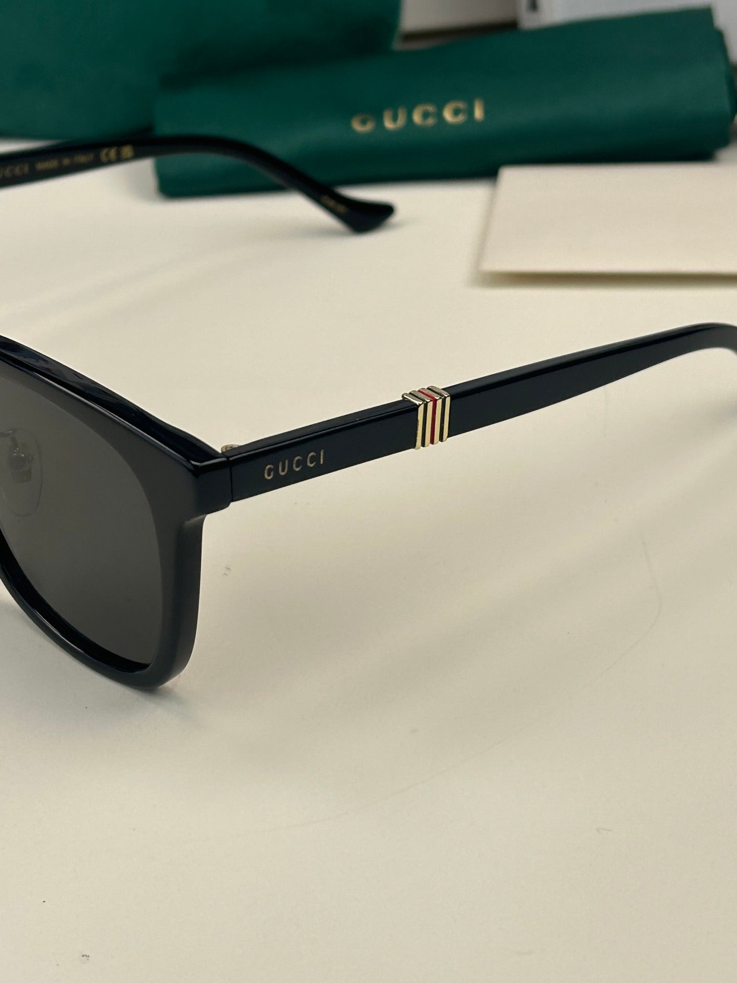 Inspired Gucci GG1498SK – Retro Square Sunglasses with Stripe Temples