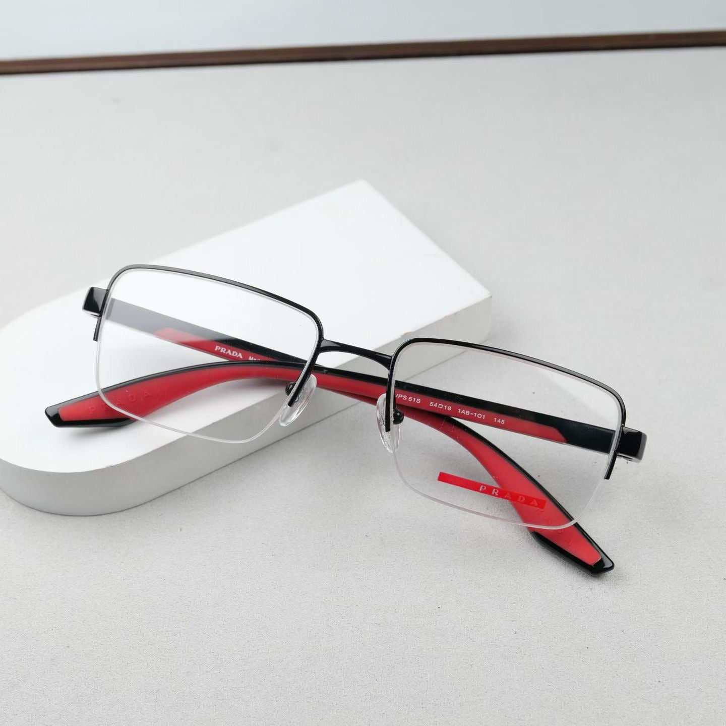 Inspired Prada VPS51S – Semi-Rimless Rectangular Optical Eyeglasses (1:1 Mirror Quality)