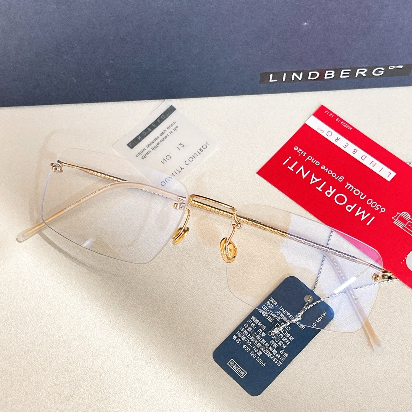 Inspired Lindberg 2494 – Rimless Rectangular Titanium Eyeglasses (1:1 Mirror Quality, 18K Finish)