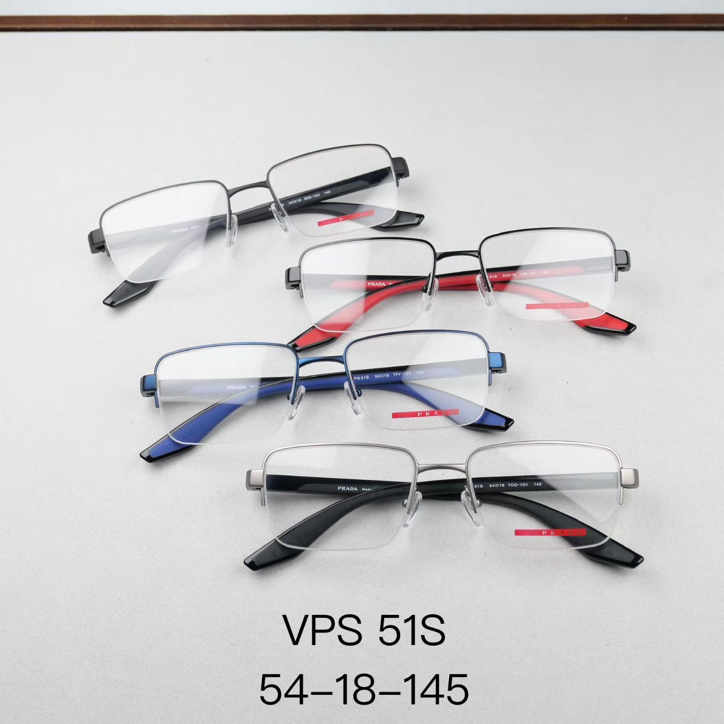 Inspired Prada VPS51S – Semi-Rimless Rectangular Optical Eyeglasses (1:1 Mirror Quality)