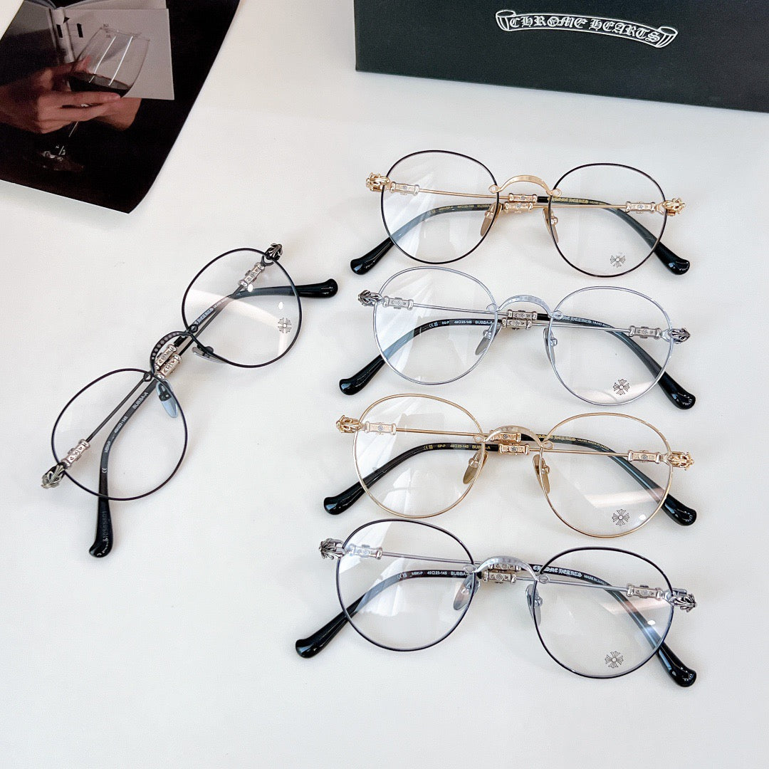 Inspired Chrome Hearts BUBBA-A – Round Metal Eyeglasses (1:1 Mirror Quality)
