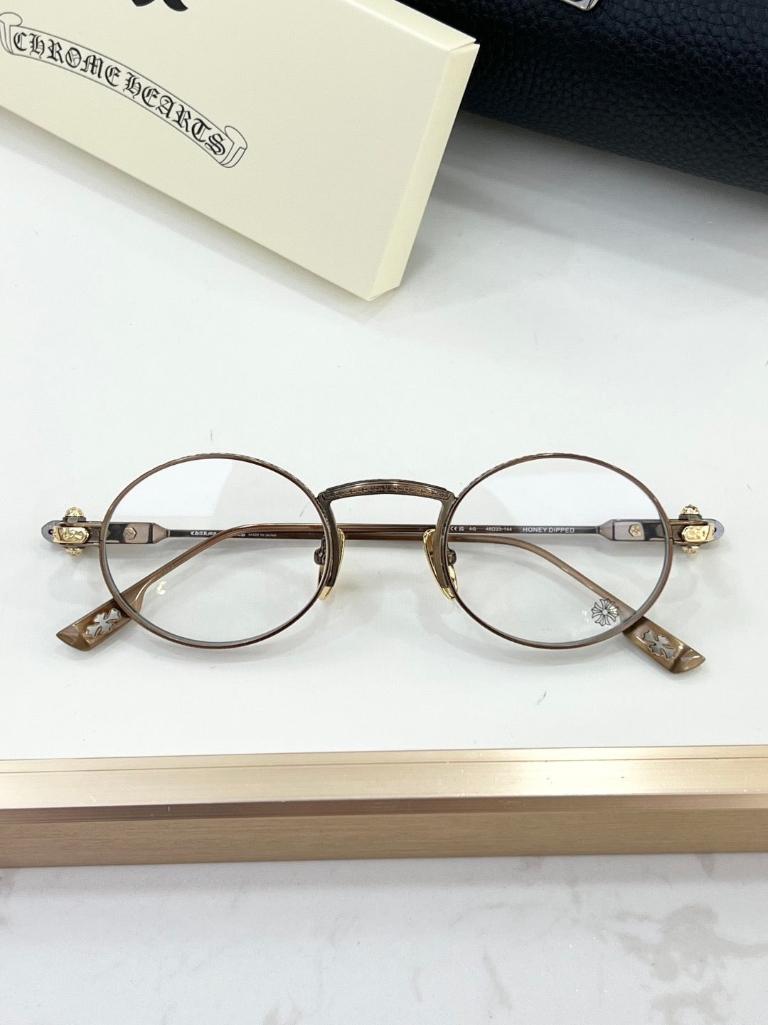 Inspired Chrome Hearts HONEYDIPPED – Round Optical Glasses with Gothic Detailing (1:1 Mirror Quality)