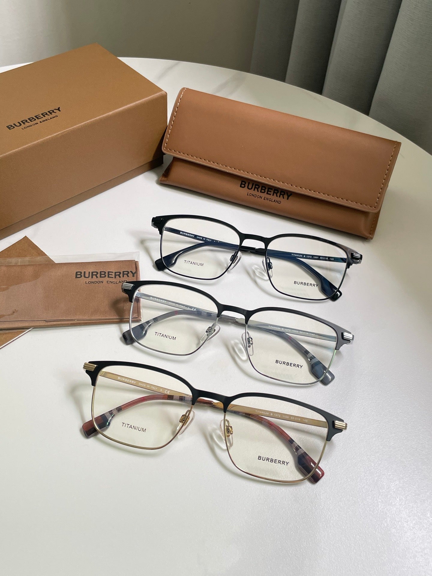 Inspired Burberry BE1372 – Business Rectangle Titanium Optical Eyeglasses (1:1 Mirror Quality)