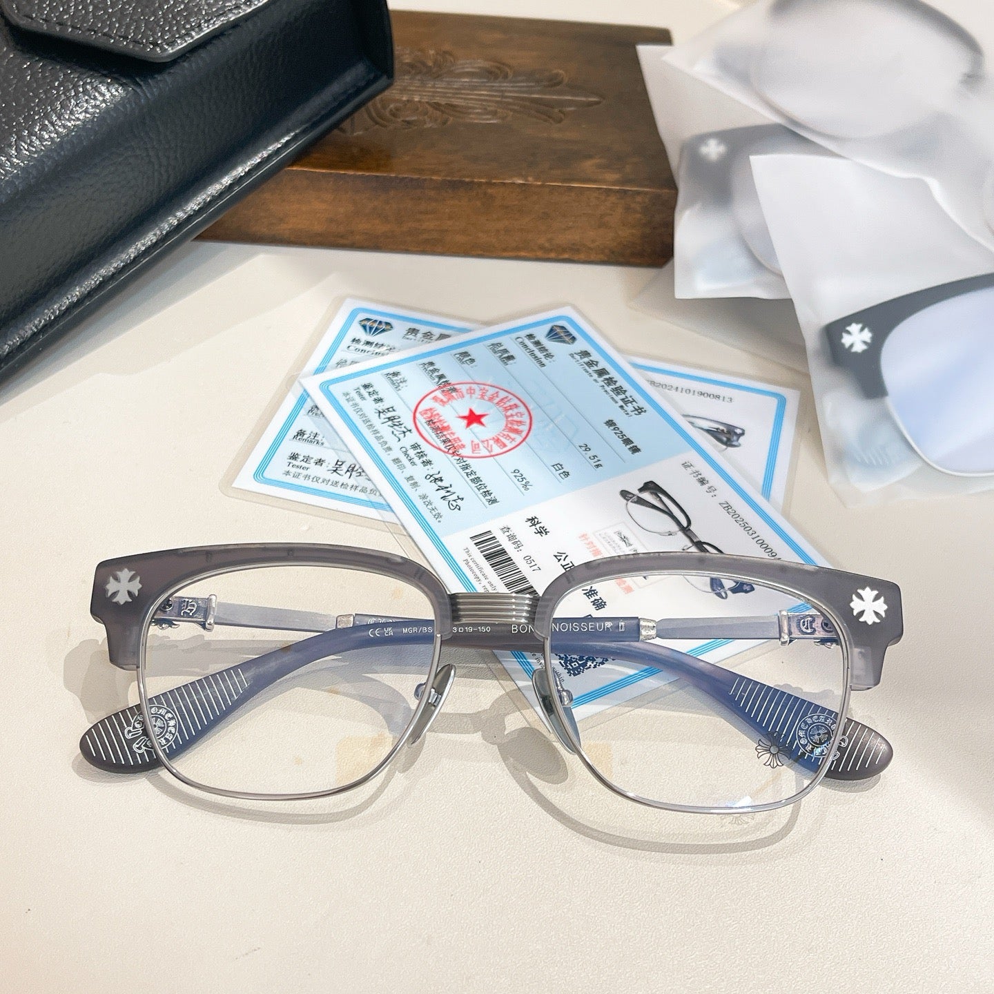Inspired Chrome Hearts BONENNOISSEUR – 925 Silver Detail Eyeglasses (1:1 Mirror Quality)