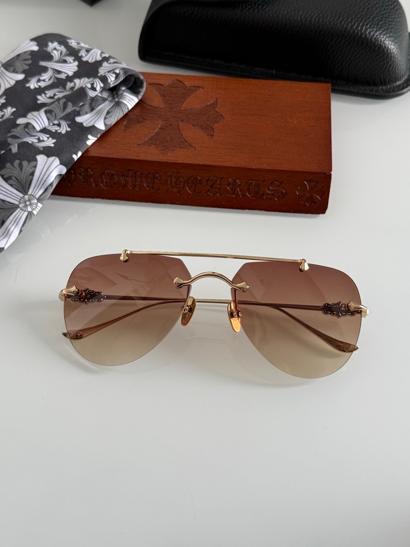 Inspired Chrome Hearts CH8177 – Rimless Double-Bridge Sunglasses (1:1 Mirror Quality)