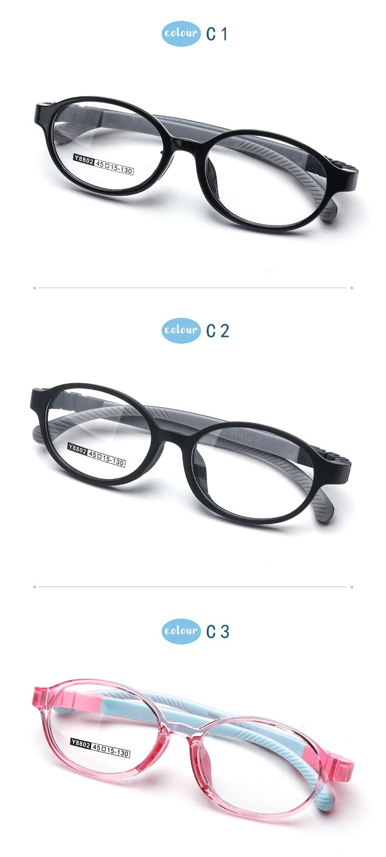Kids Lightweight Eyeglass Frame – Model T8802 (Ages 6–12)