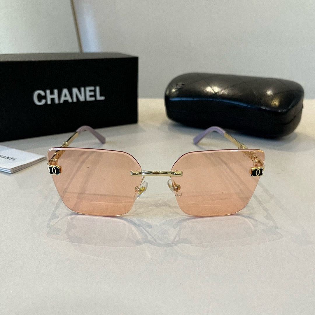 Inspired Chanel 68071 – Rimless Pink Sunglasses with Logo Temples (1:1 Mirror Quality)