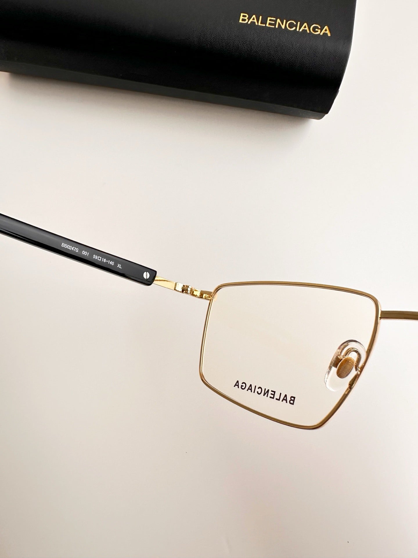 BB0247S 001 Glasses - Balenciaga inspired Gold Frame (1:1 Mirror Quality)