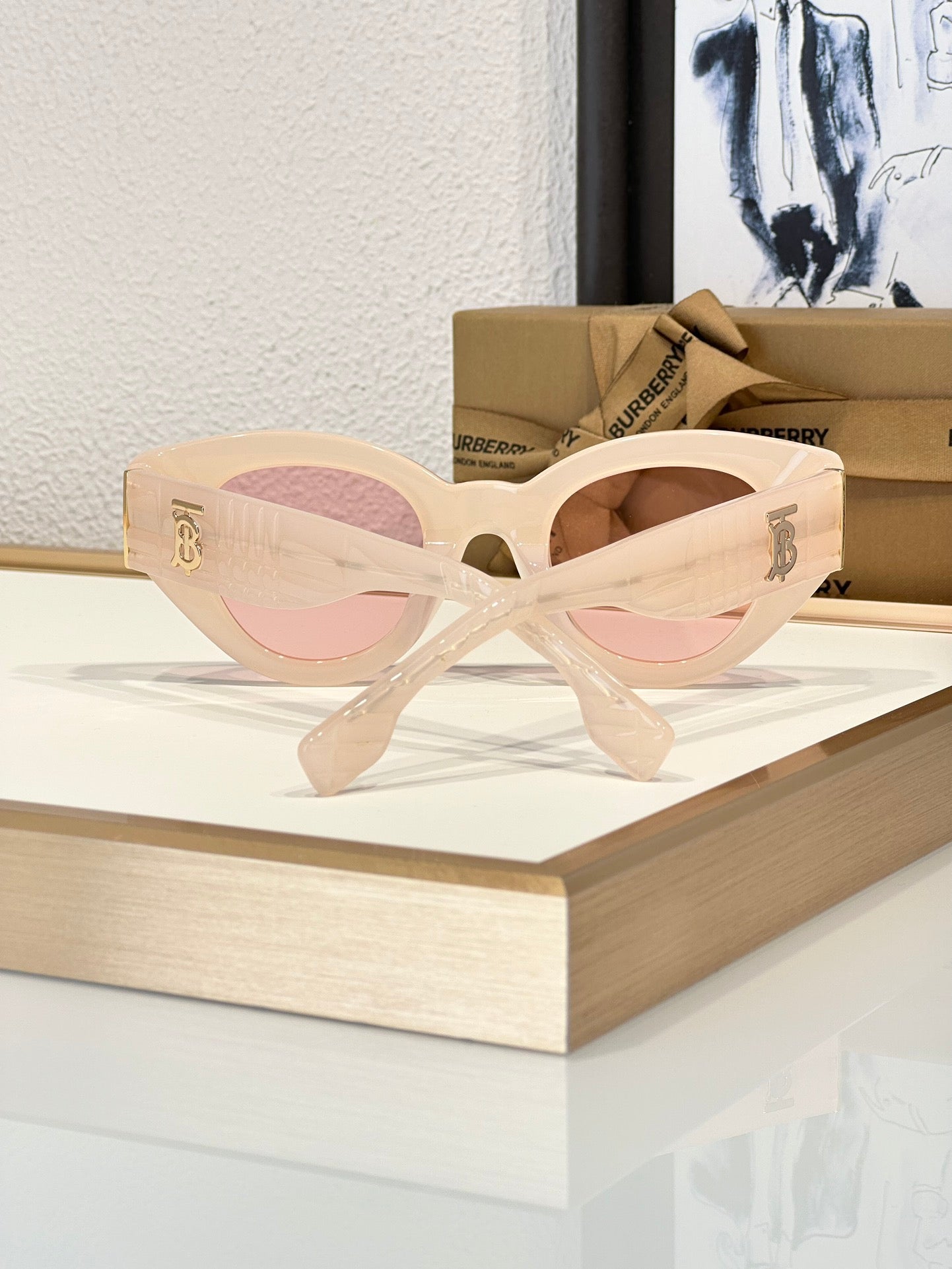 Inspired Burberry B4390 – Transparent Pink Cat-Eye Sunglasses (1:1 Mirror Quality)
