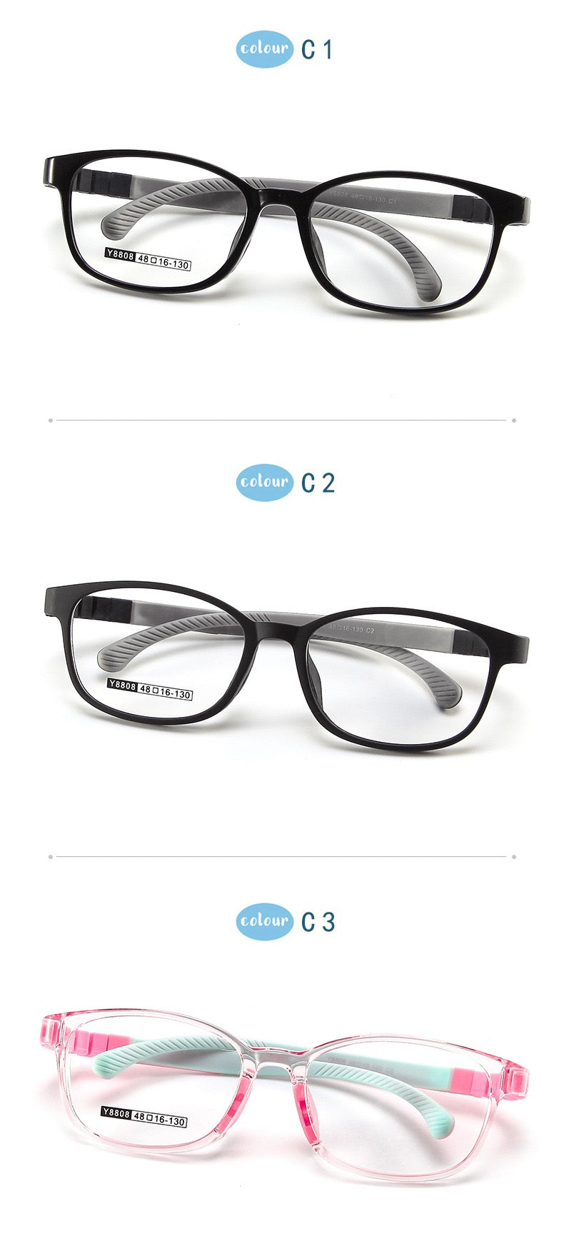 Kids Lightweight Eyeglass Frame – Model T8808 (Ages 6–12)