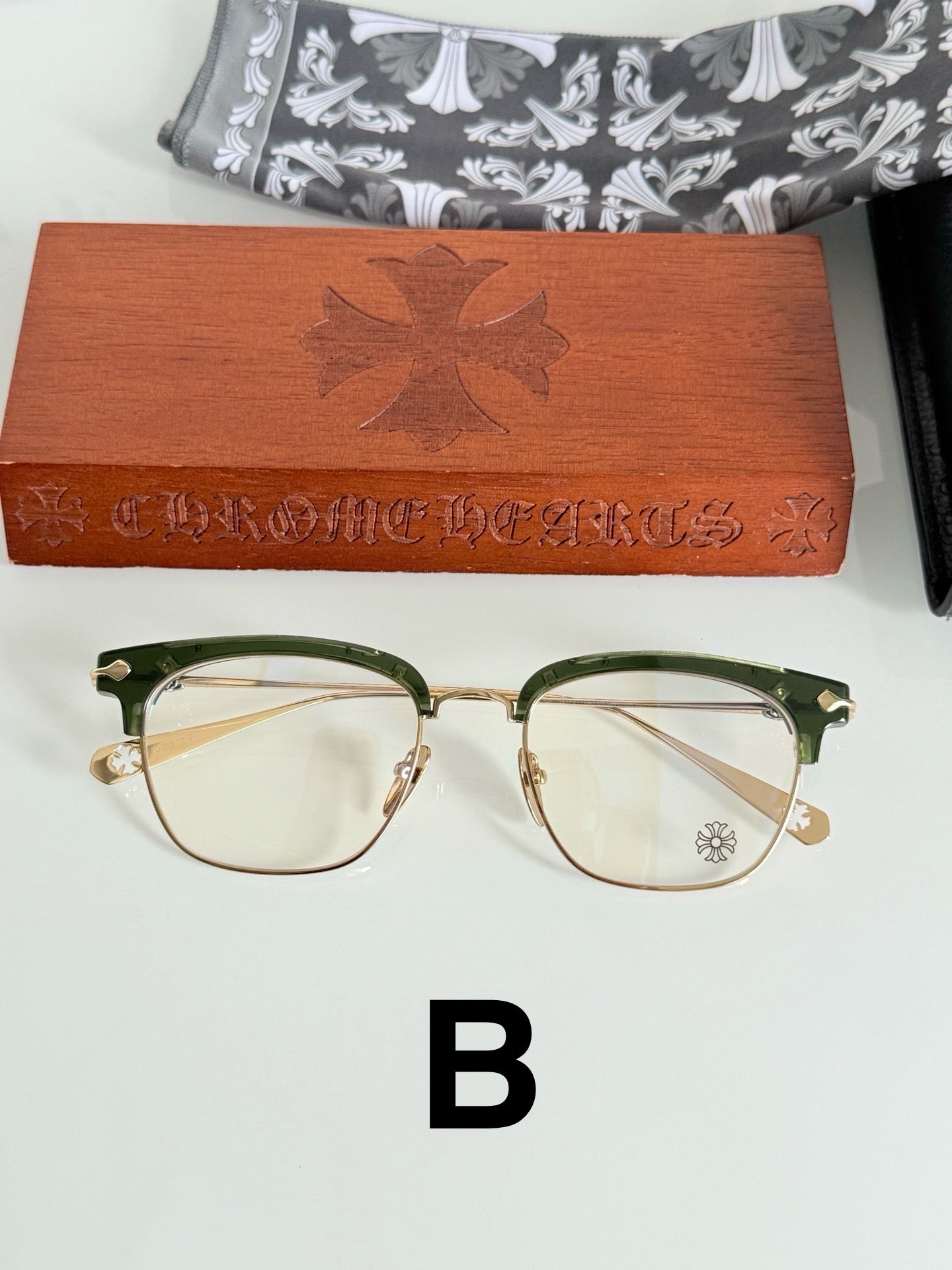 Chrome Hearts Model: SLUNTRADICTION – Premium Half-Rim Eyeglasses (925 Silver, 1:1 Mirror Quality)