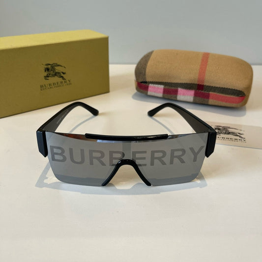 Inspired Burberry BE4291 – Oversized Shield Sunglasses (1:1 Mirror Quality)- Silver Grey