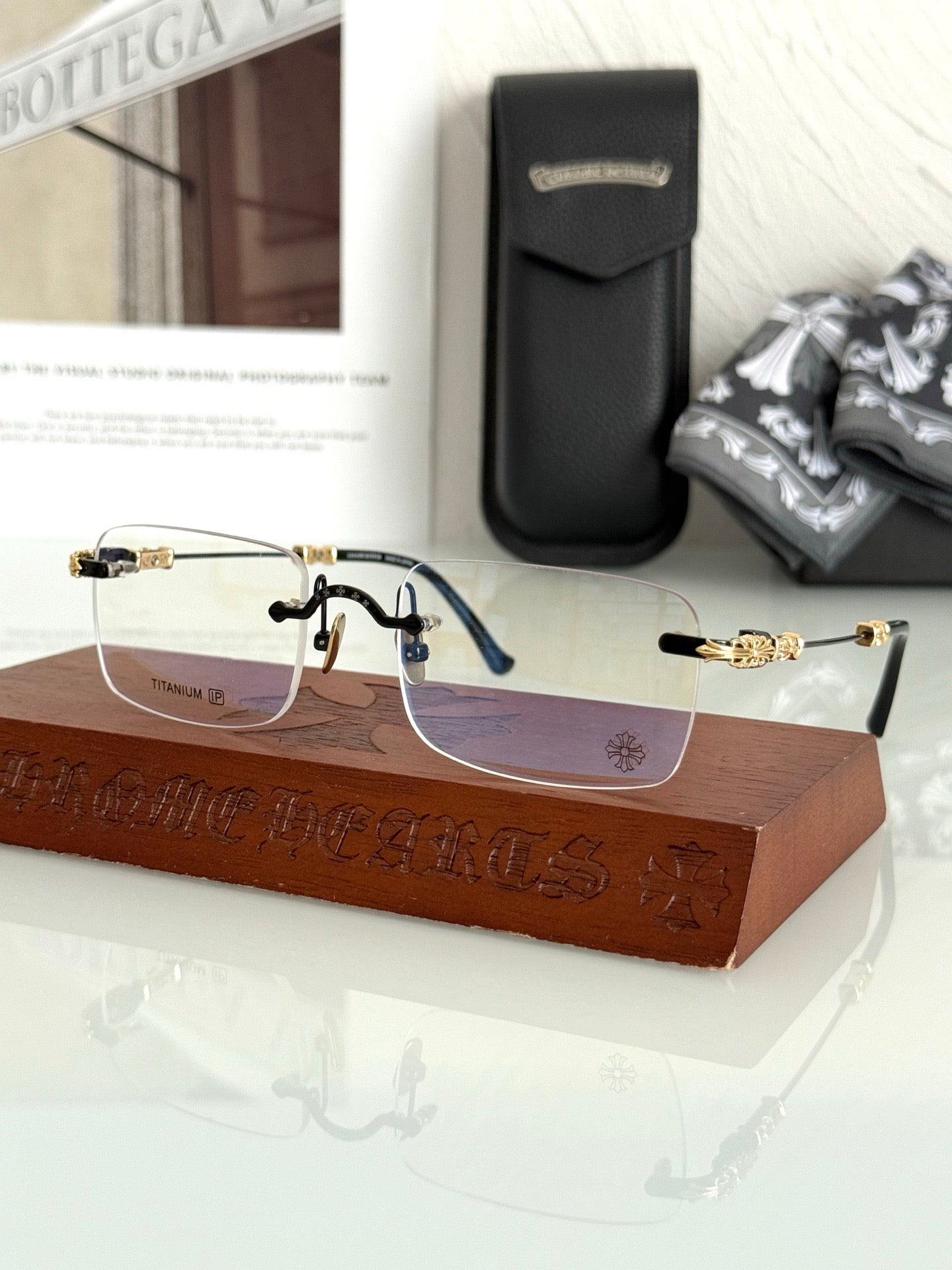 Chrome Hearts Pills III – Rimless Titanium Eyeglasses (1:1 Mirror Quality)