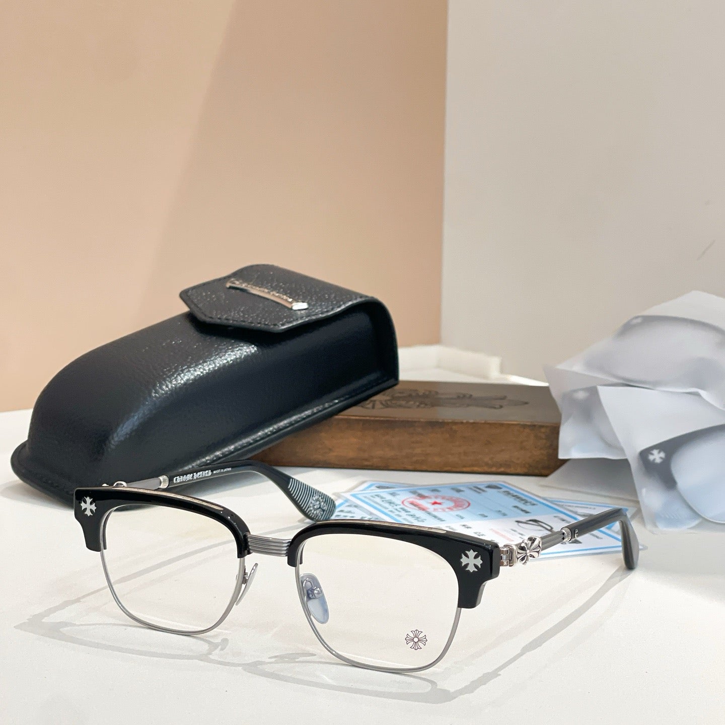Inspired Chrome Hearts BONENNOISSEUR – 925 Silver Detail Eyeglasses (1:1 Mirror Quality)