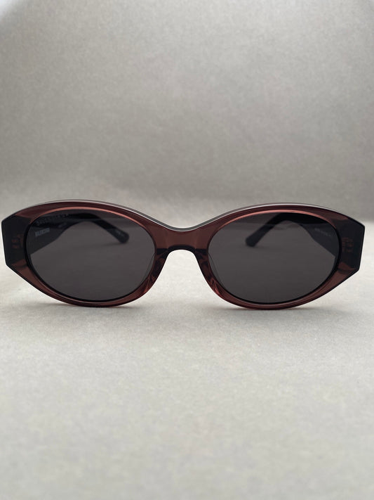 Inspired Balenciaga BB0369S – Retro Oval Sunglasses (1:1 Mirror Quality)- Wine Red