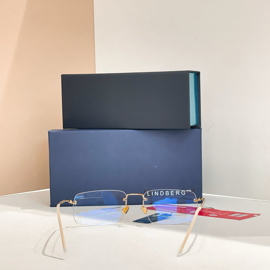 Inspired Lindberg 2494 – Rimless Rectangular Titanium Eyeglasses (1:1 Mirror Quality, 18K Finish)