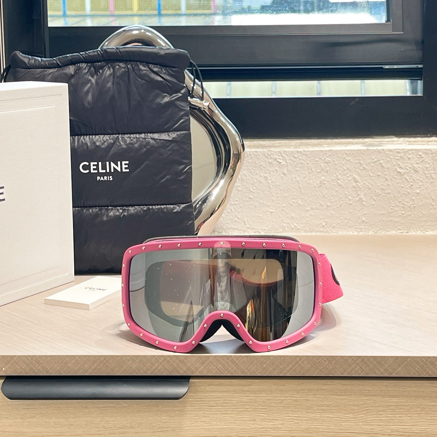 Inspired Celine Ski Goggles – Pink Studded Frame (Unisex)