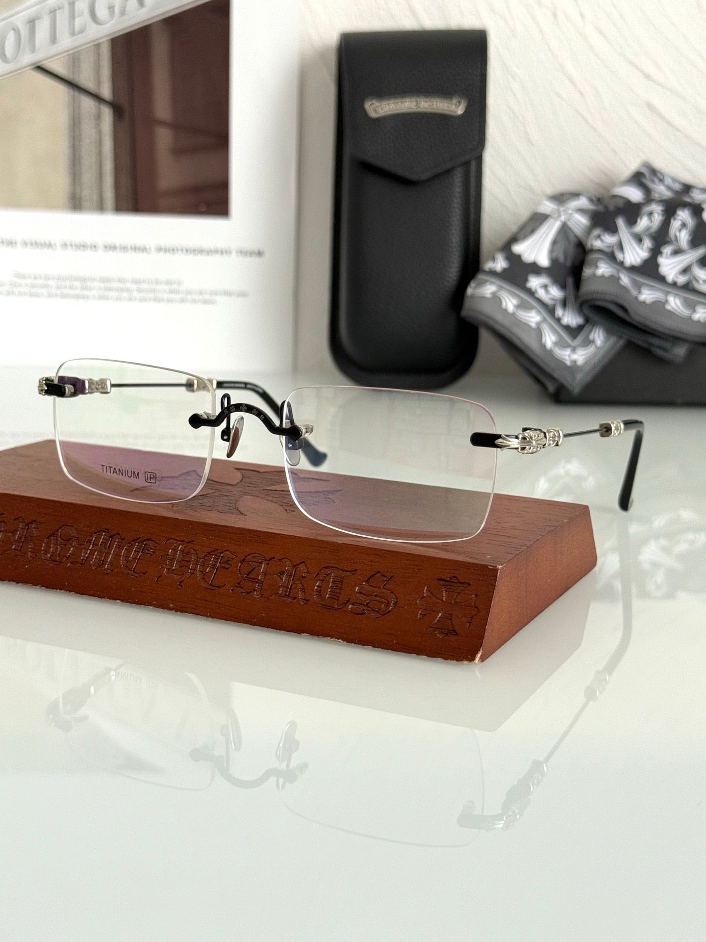 Chrome Hearts Pills III – Rimless Titanium Eyeglasses (1:1 Mirror Quality)
