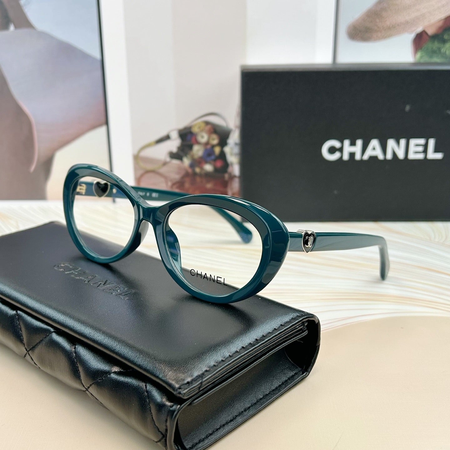 Inspired Chanel CH3466 – Cat-Eye Eyeglasses with Heart Temples (1:1 Mirror Quality)