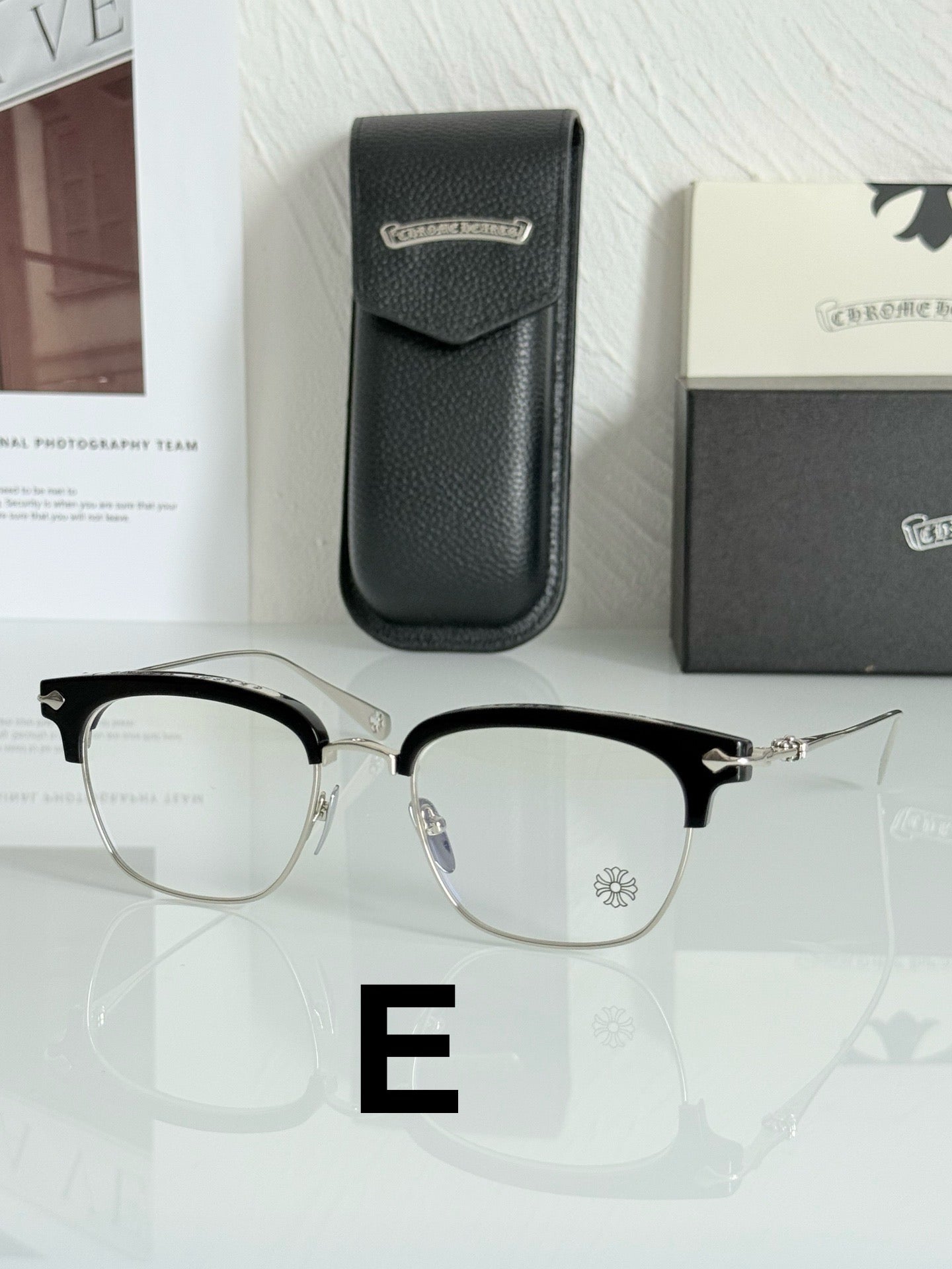 Chrome Hearts Model: SLUNTRADICTION – Premium Half-Rim Eyeglasses (925 Silver, 1:1 Mirror Quality)
