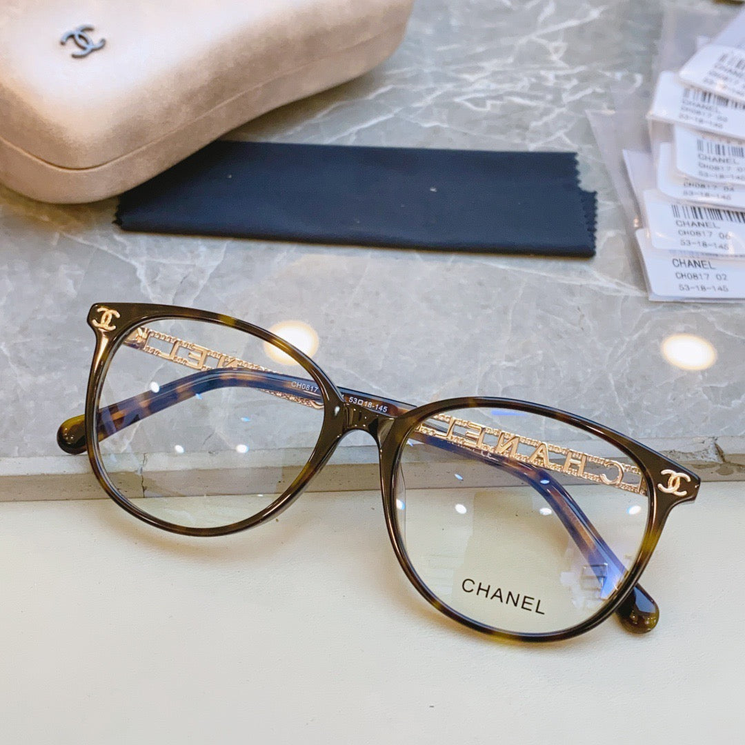 Inspired Chanel CH0817 – Cat-Eye Eyeglasses with Logo Chain Temples (1:1 Mirror Quality)