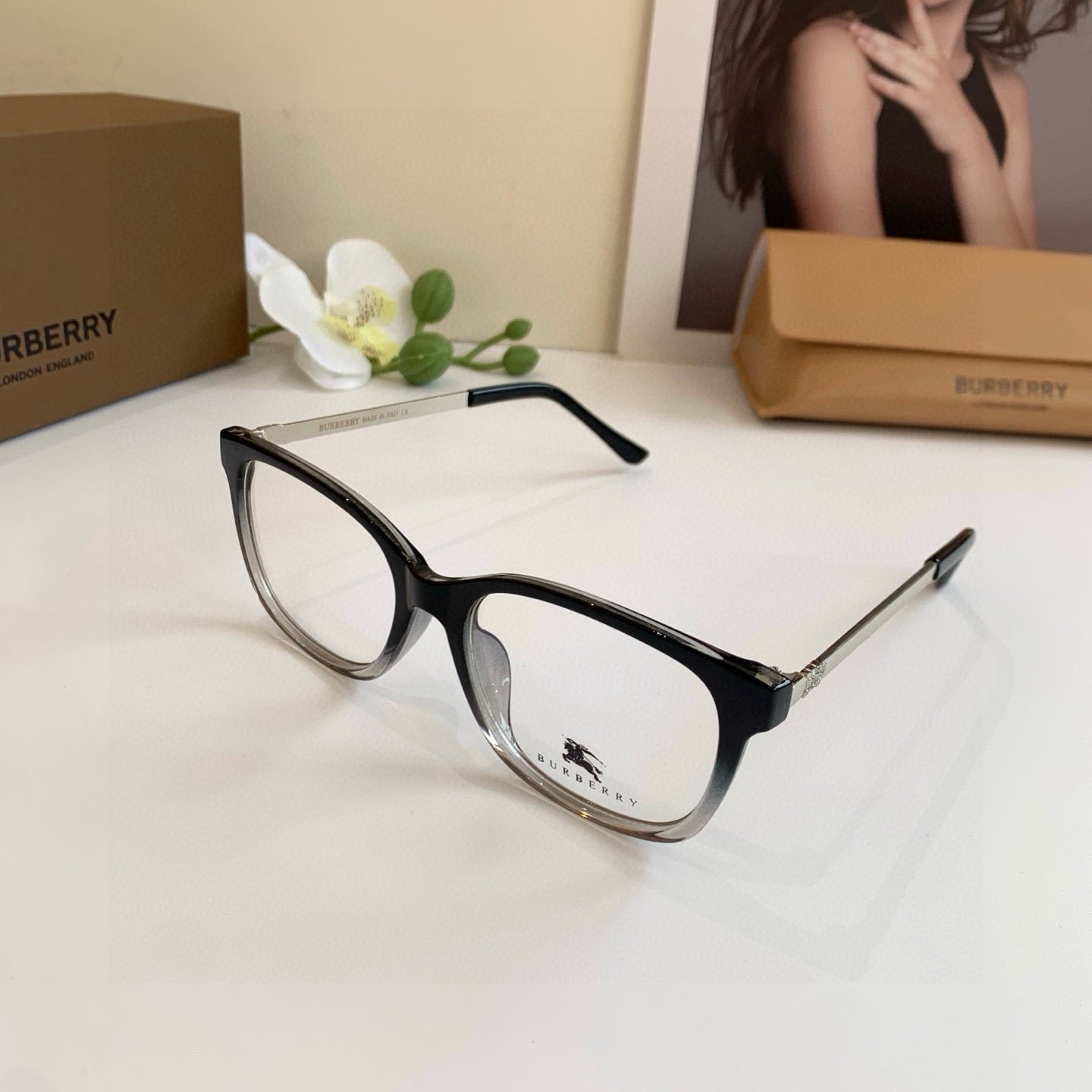 Inspired Burberry 6050 – Square Optical Eyeglasses (Black Fade, 1:1 Mirror Quality)