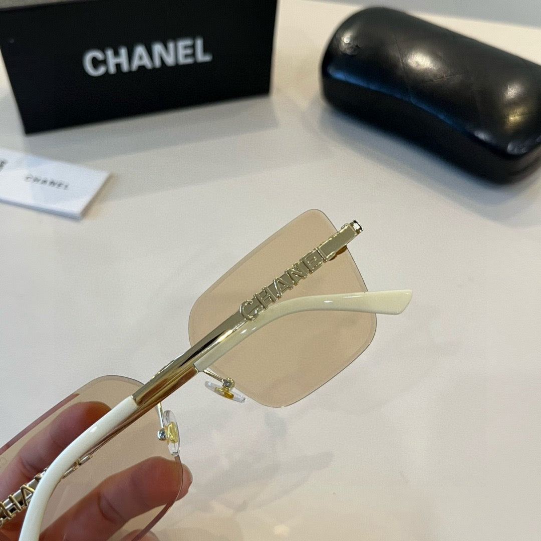 Inspired Chanel 68071 – Rimless Pink Sunglasses with Logo Temples (1:1 Mirror Quality)
