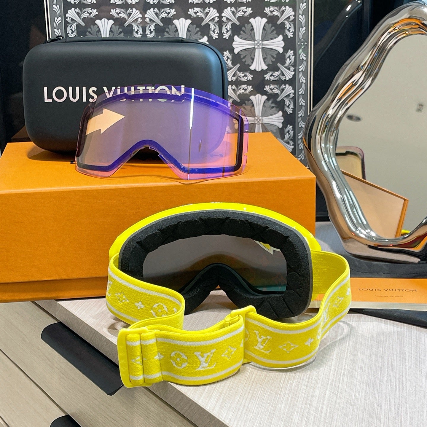 Inspired Louis Vuitton Ski Goggles – Yellow Monogram Strap (Unisex)