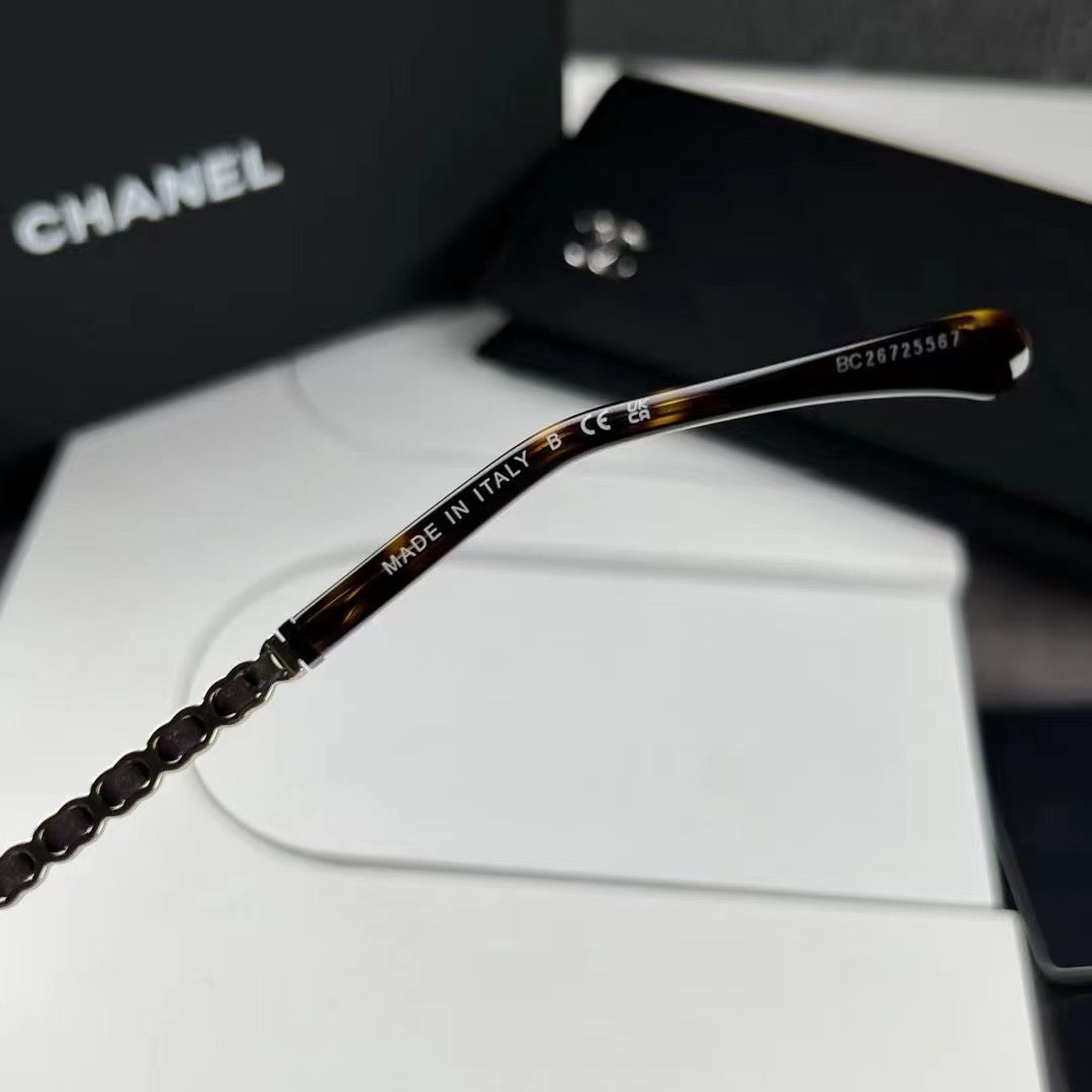 Inspired Chanel 3408-Q-A – Cat-Eye Eyeglasses with Braided Temple Design (1:1 Mirror Quality)