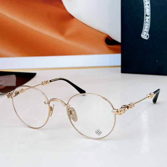 Inspired Chrome Hearts BUBBA-A – Round Metal Eyeglasses (1:1 Mirror Quality)