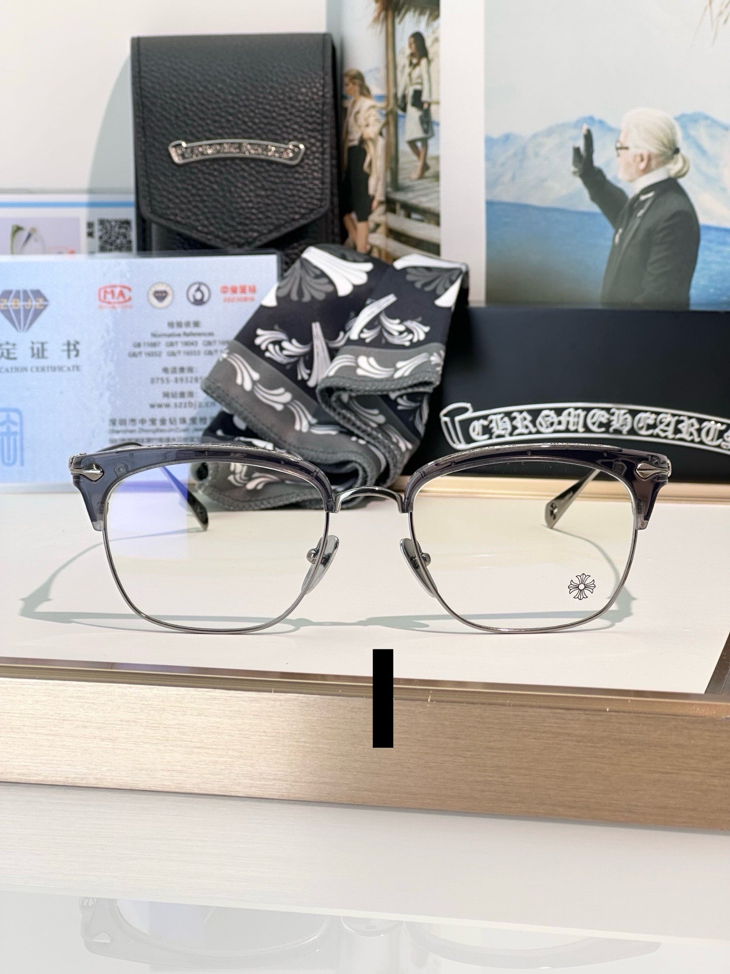 Chrome Hearts Model: SLUNTRADICTION – Premium Half-Rim Eyeglasses (925 Silver, 1:1 Mirror Quality)