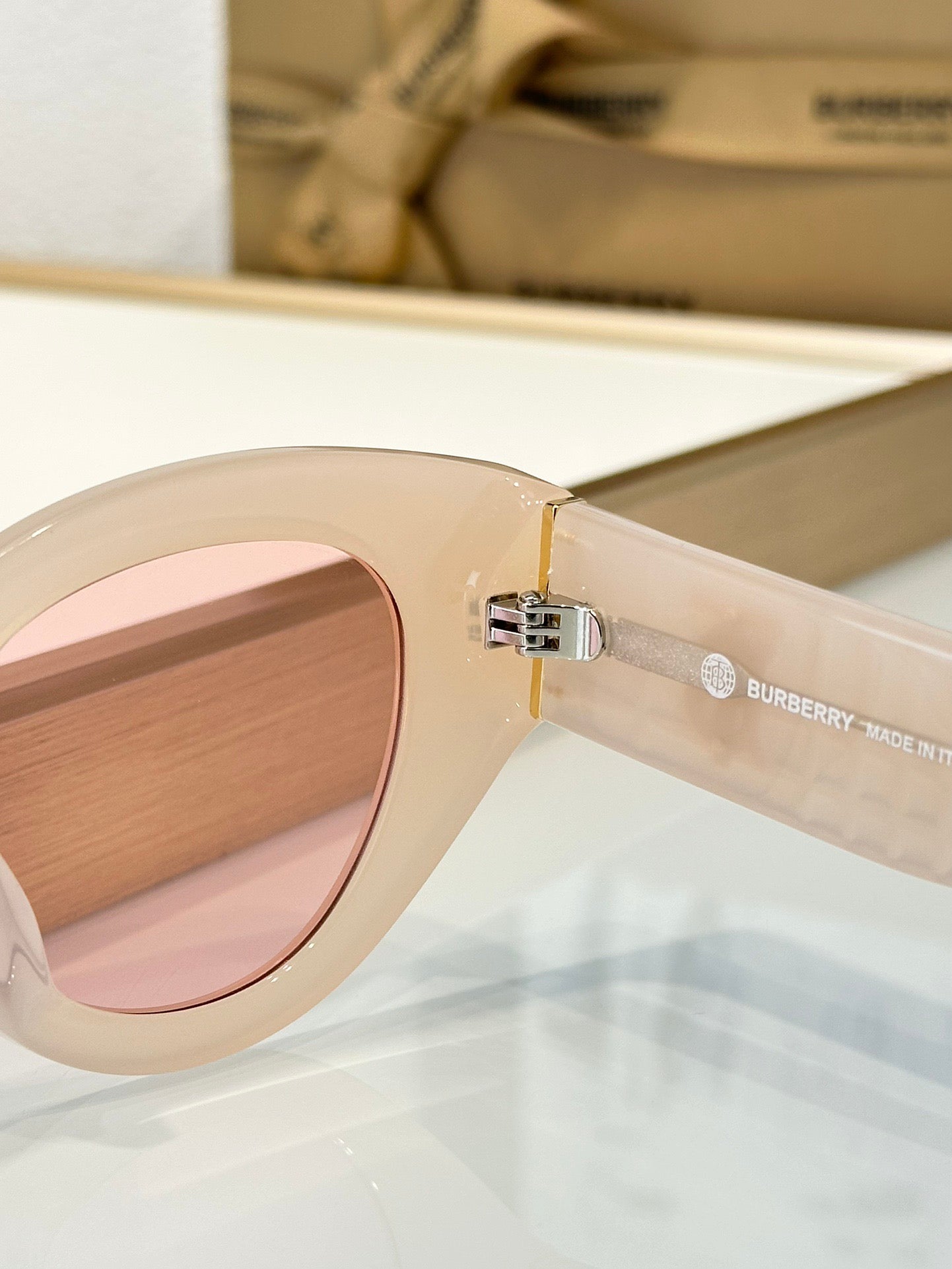 Inspired Burberry B4390 – Transparent Pink Cat-Eye Sunglasses (1:1 Mirror Quality)
