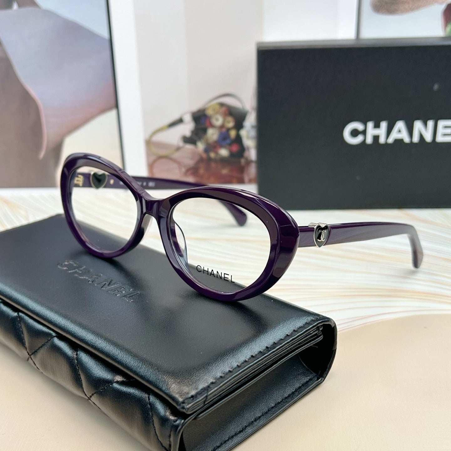 Inspired Chanel CH3466 – Cat-Eye Eyeglasses with Heart Temples (1:1 Mirror Quality)