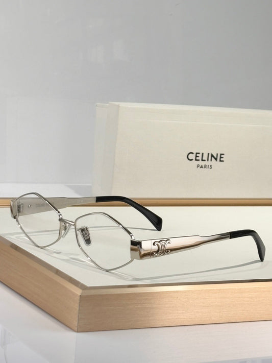 Inspired CELINE CL40254U – Triomphe Metal Silver Eyeglasses  (1:1 Mirror Quality)