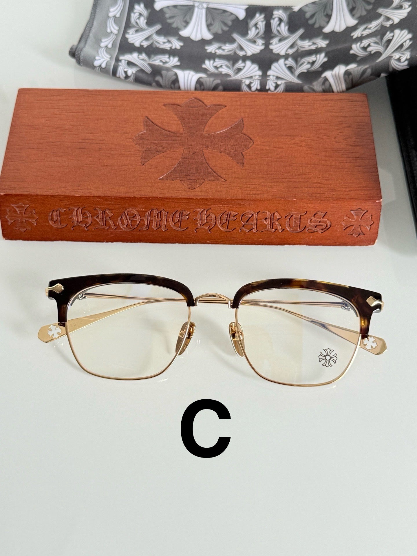 Chrome Hearts Model: SLUNTRADICTION – Premium Half-Rim Eyeglasses (925 Silver, 1:1 Mirror Quality)