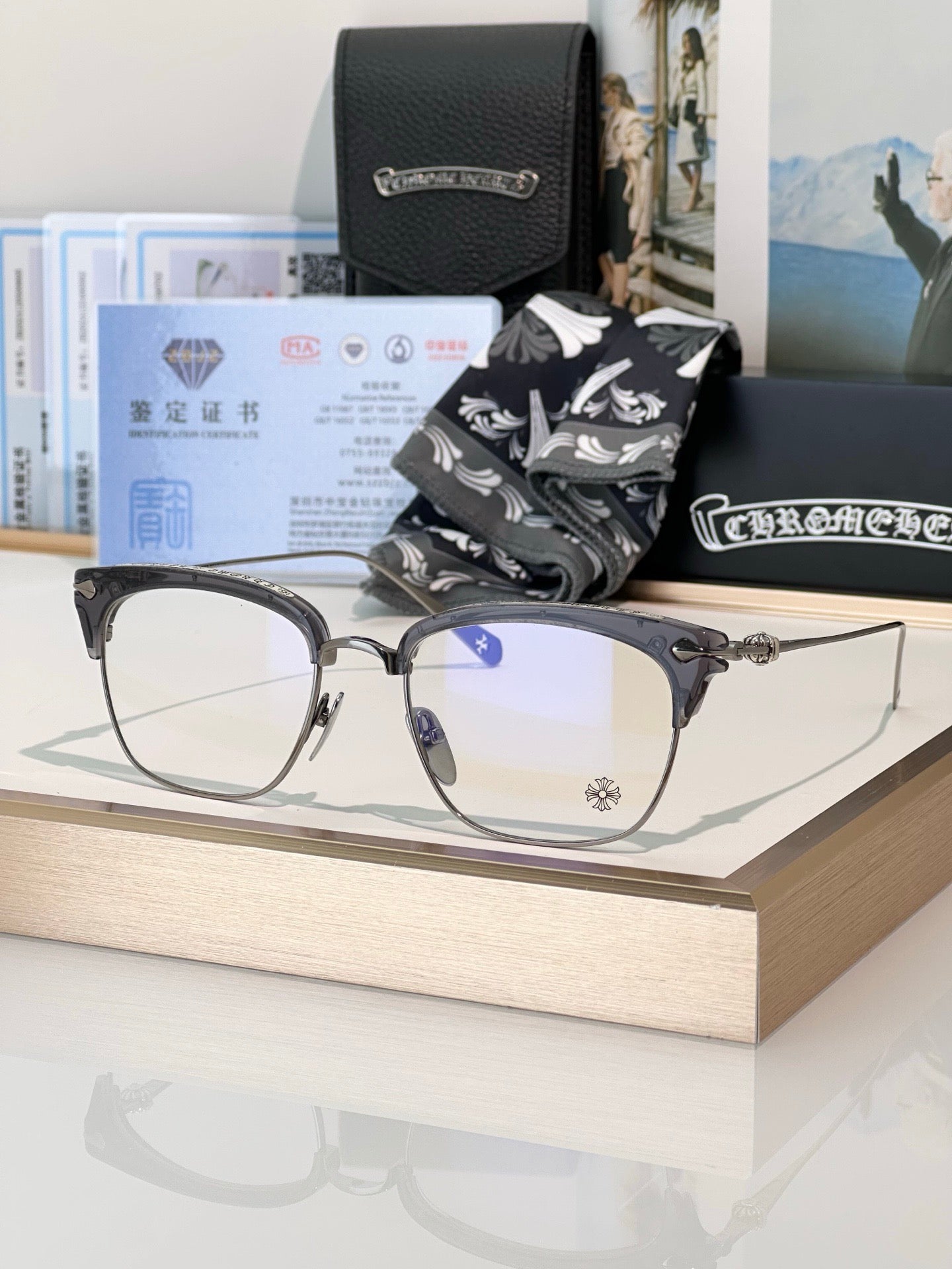 Chrome Hearts Model: SLUNTRADICTION – Premium Half-Rim Eyeglasses (925 Silver, 1:1 Mirror Quality)