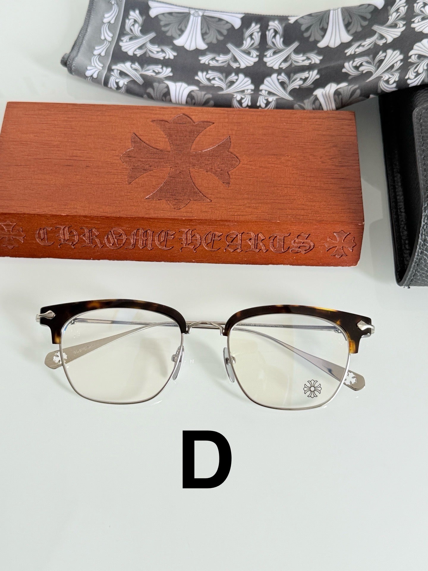 Chrome Hearts Model: SLUNTRADICTION – Premium Half-Rim Eyeglasses (925 Silver, 1:1 Mirror Quality)